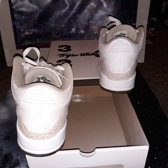Jordan retro 3s triple white sz 10.5 - Picture 6 of 6